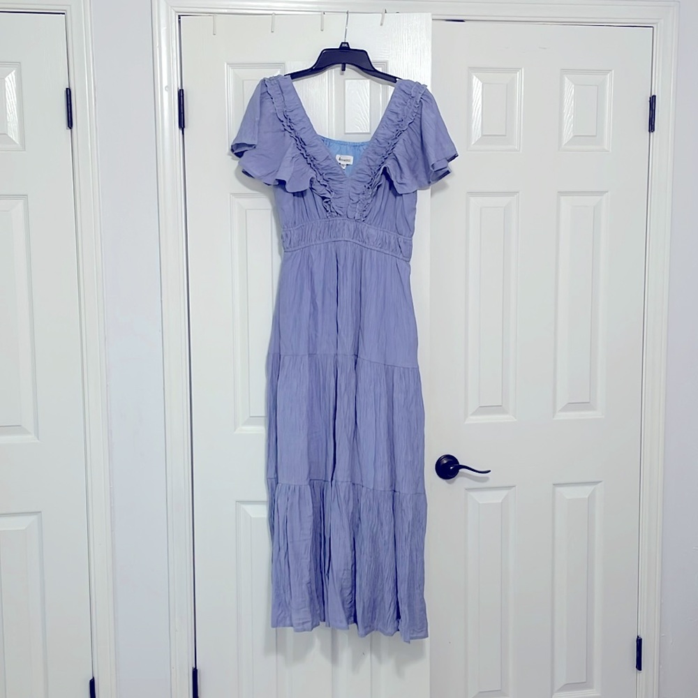 BLUE RUFFLE DRESS